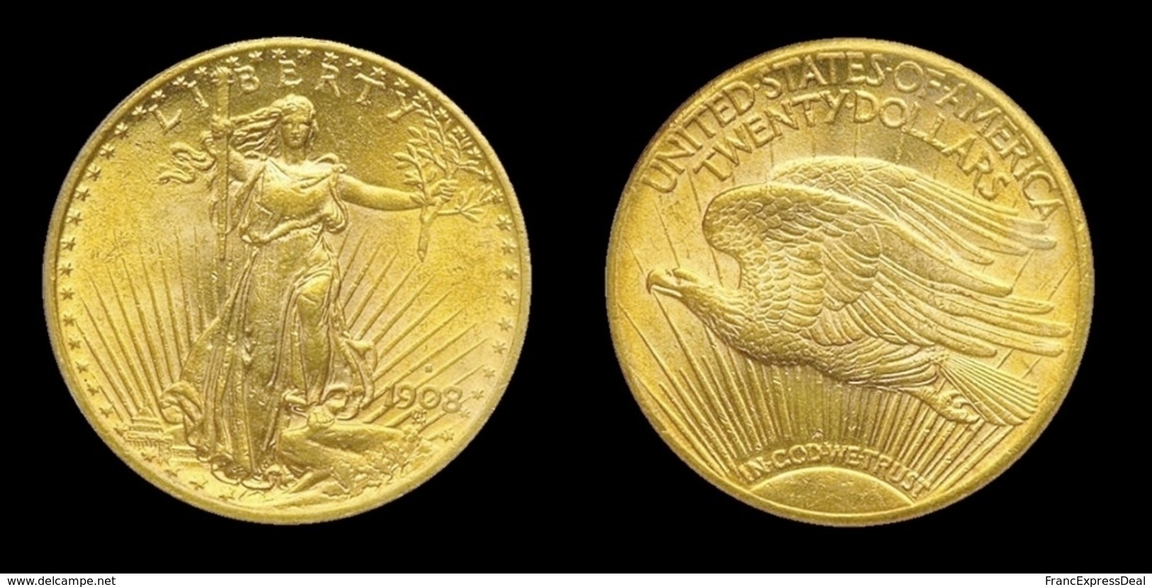 COPIE - 1 Pièce Plaquée OR Sous Capsule ! ( GOLD Plated Coin ) - 20 Dollars Saint Gaudens 1908 S - 20$ - Double Eagles - 1907-1933: Saint-Gaudens