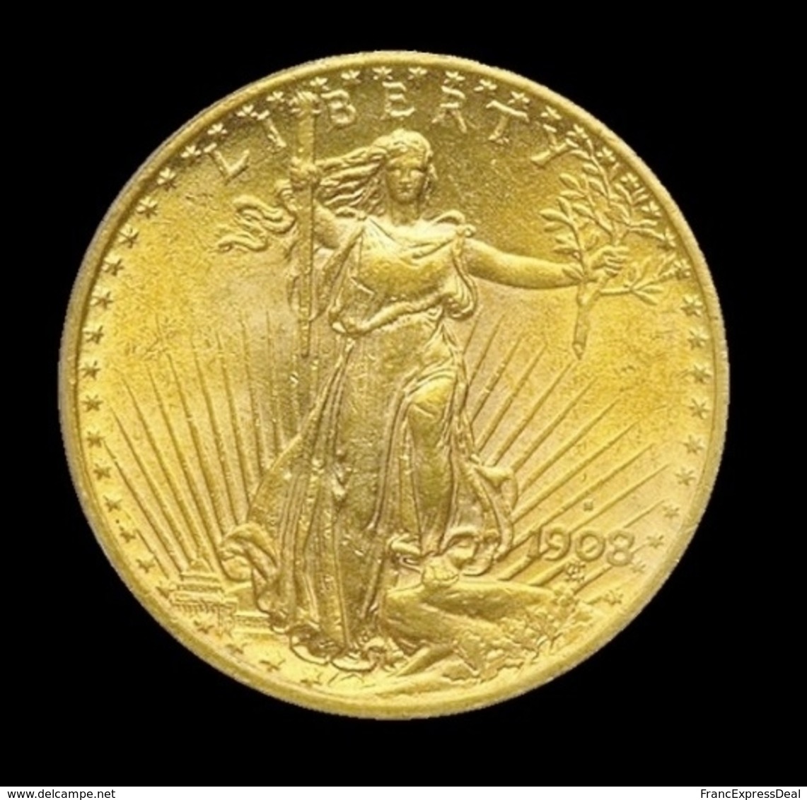 COPIE - 1 Pièce Plaquée OR Sous Capsule ! ( GOLD Plated Coin ) - 20 Dollars Saint Gaudens 1908 S - 20$ - Double Eagles - 1907-1933: Saint-Gaudens