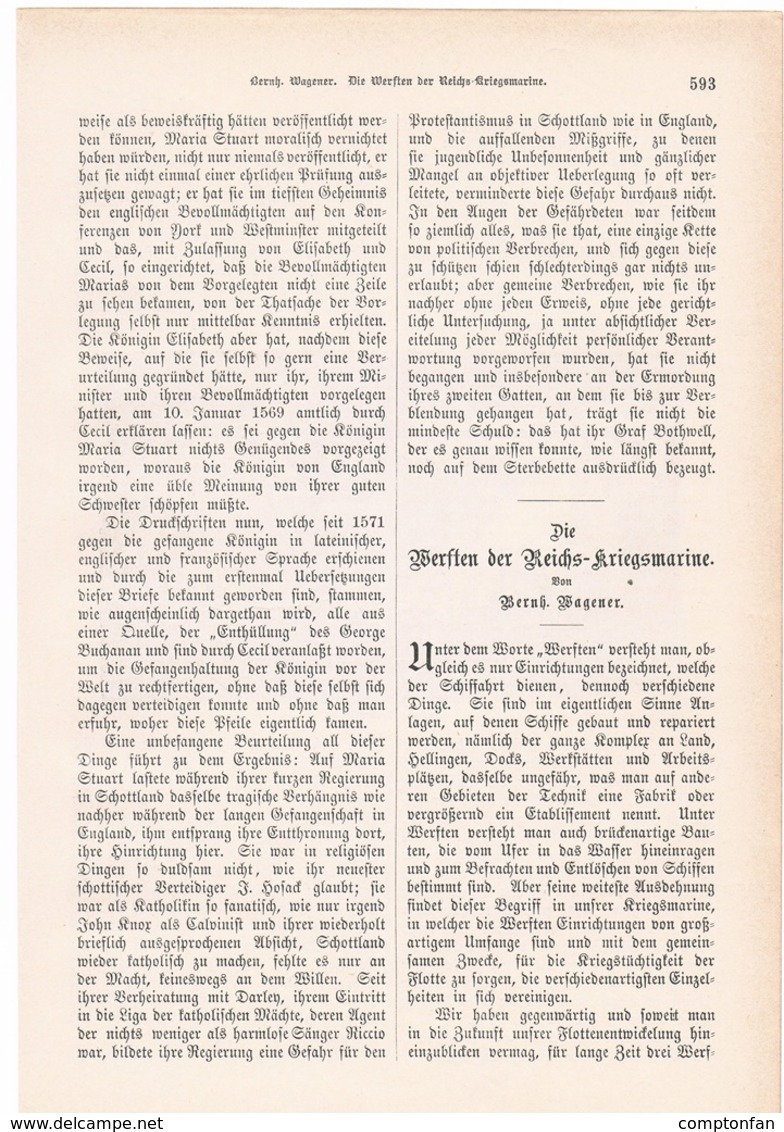 A102 195 Werften Der Reichs-Kriegsmarine 1 Artikel Mit 3 Bildern Von 1882 !! - Sonstige & Ohne Zuordnung