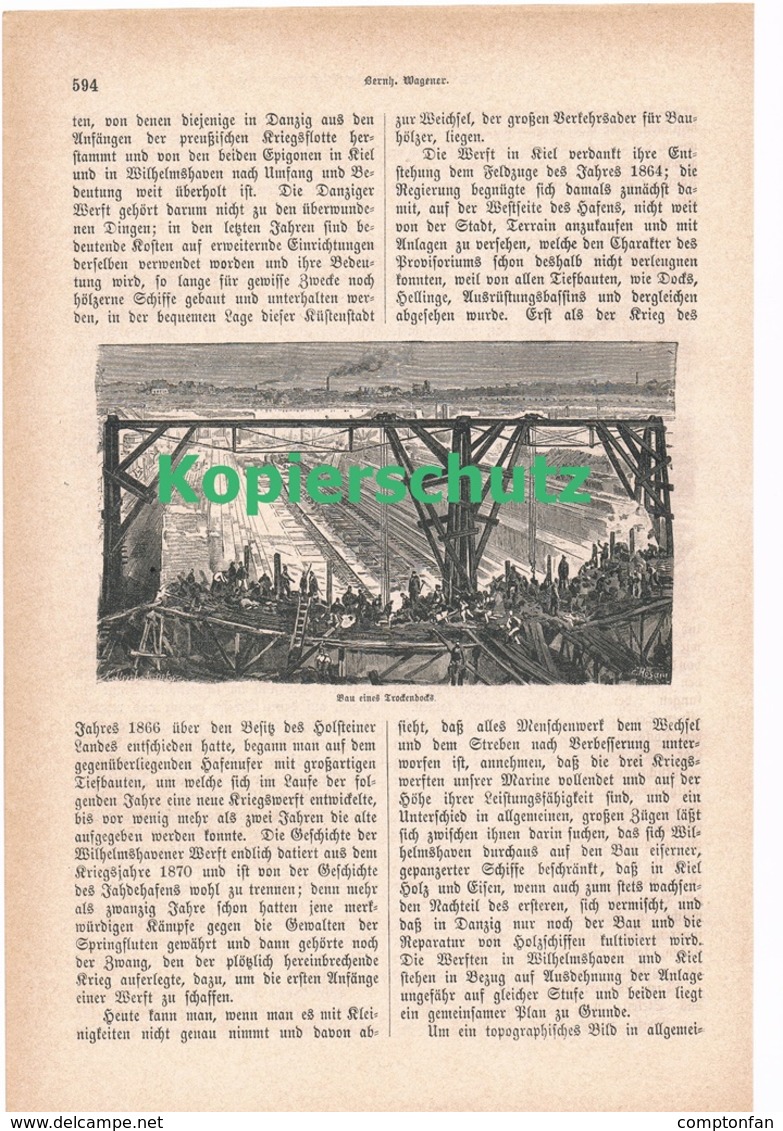 A102 195 Werften Der Reichs-Kriegsmarine 1 Artikel Mit 3 Bildern Von 1882 !! - Autres & Non Classés