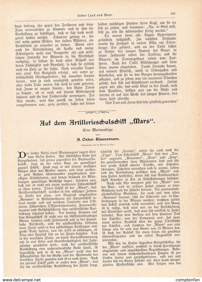 A102 199 Artillerieschulschiff Mars 1 Artikel Mit 4 Bildern Von 1902 !! - Militär & Polizei