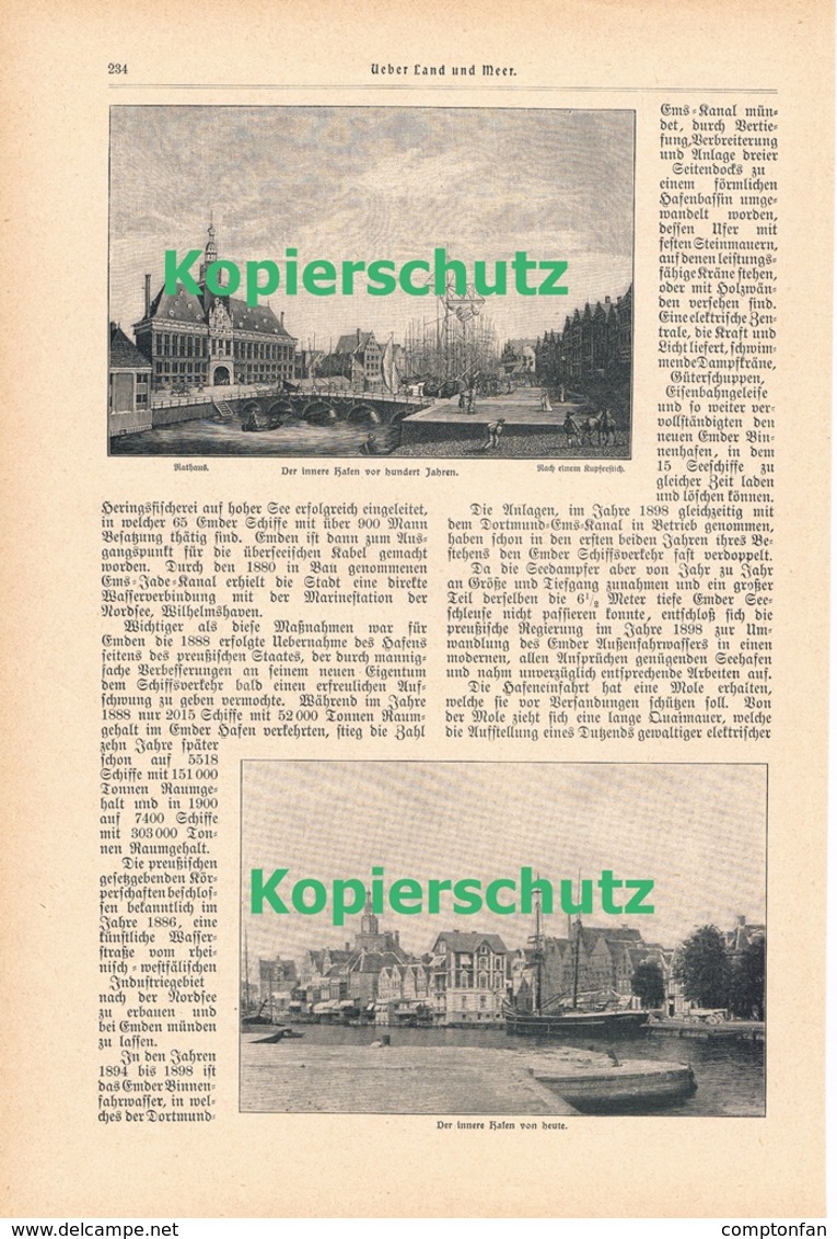 200 Deutscher Großschifffahrtshafen Emden 1 Artikel Mit 6 Bildern Von 1902 !! - Sonstige & Ohne Zuordnung