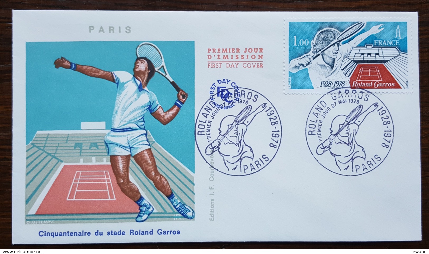 FDC 1978 - YT N°2012 - STADE ROLAND GARROS - PARIS - 1970-1979