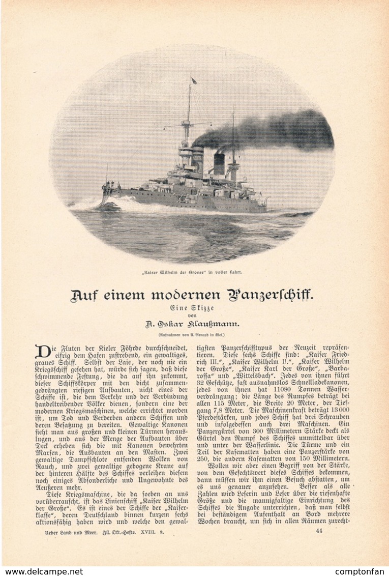 A102 201 Auf Einem Modernen Panzerschiff 1 Artikel Mit 4 Bildern Von 1902 !! - Politie En Leger