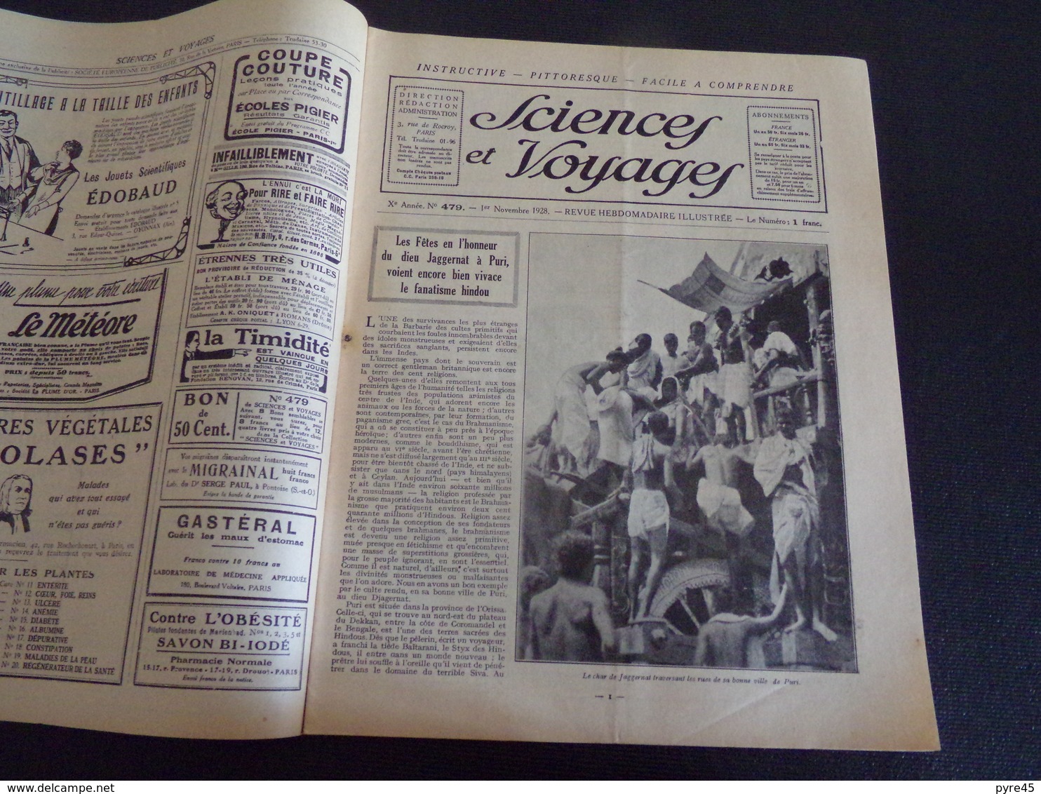 Revue " Sciences Et Voyages " N° 479 Du 1 Novembre 1928 " Un Pont Symbolique Entre Les Etats-Unis Et Le Canada " " - 1900 - 1949