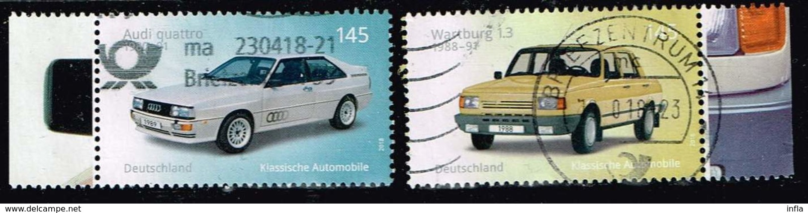 Bund 2018, Michel# 3367 - 3368 O Automobile  Audi Quatro / Wartburg 1.3 - Gebraucht