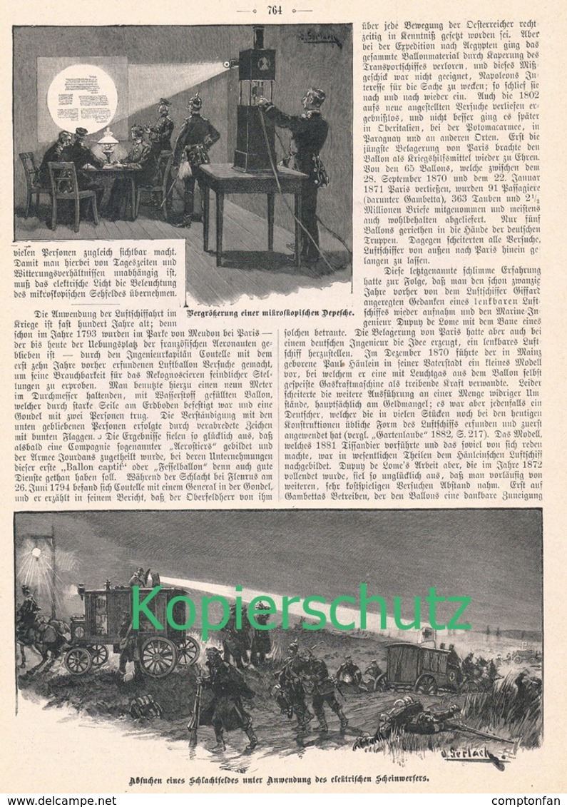 A102 229 Luftschiff Fesselballon Im Kriege 1 Artikel Mit 7 Bildern Von 1892 !! - Militär & Polizei