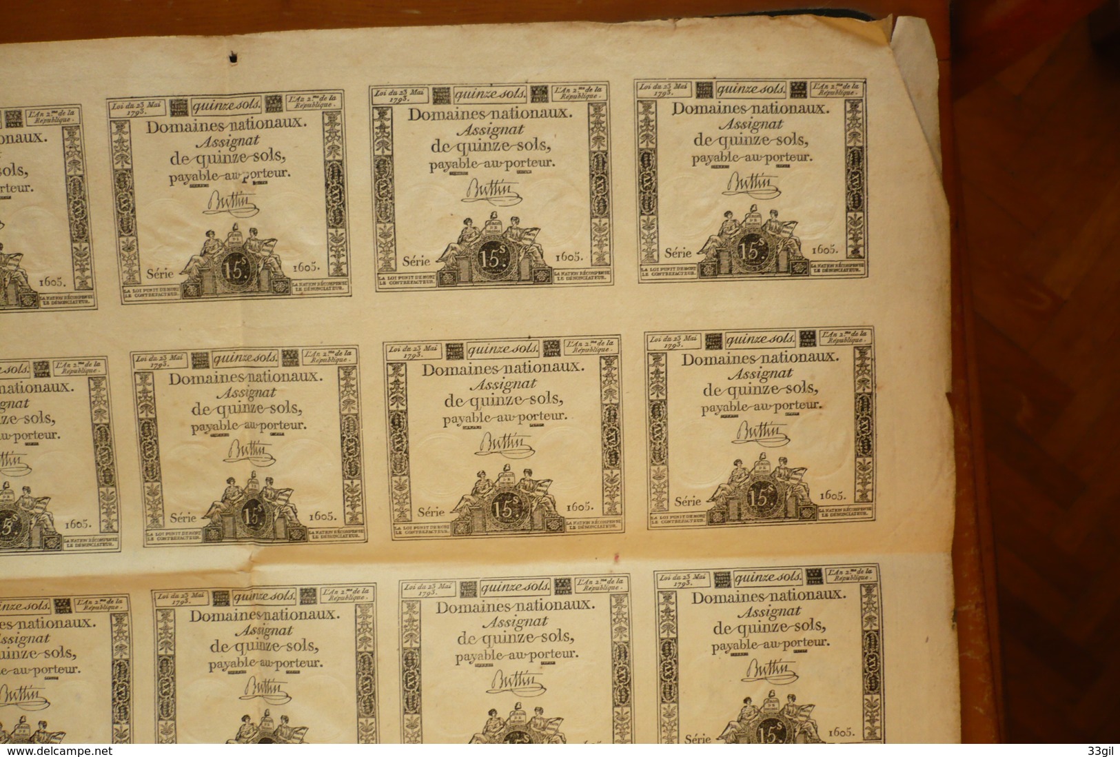 Planche De 20 Assignats De 15 Sols Série 1605 Du 23 Mai 1793 An 2 - Assignats & Mandats Territoriaux