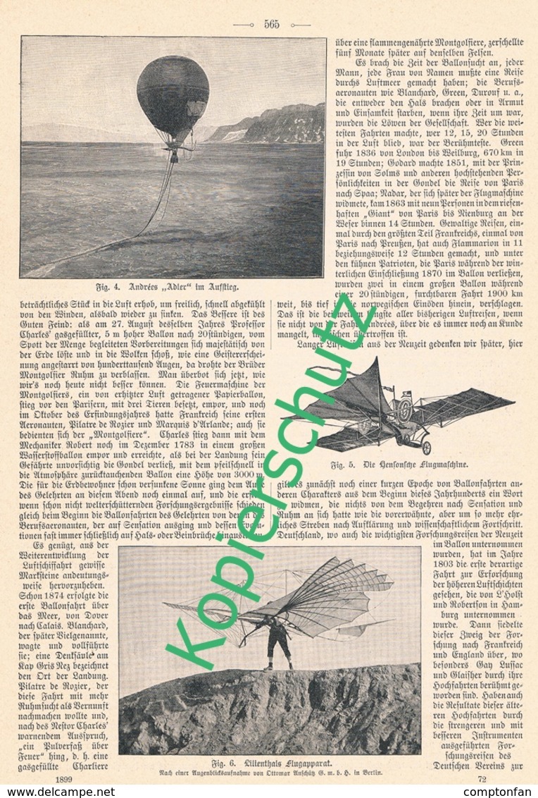 A102 233 Henson Fliegen An Der Jahrhundertwende 1 Artikel Mit 7 Bildern Von 1899 !! - Autres & Non Classés