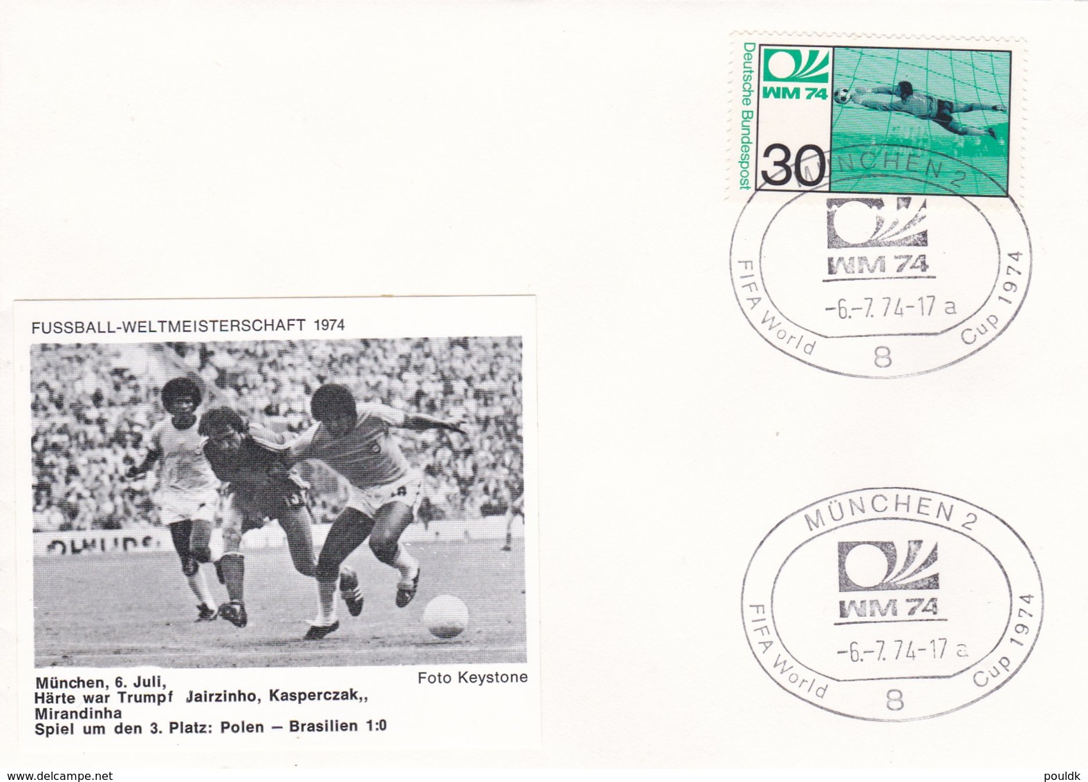 Germany Cover 1974 FIFA World Cup Football In Germany - München Bronze Poland-Brazil 1:0 (G99-2) - 1974 – Westdeutschland