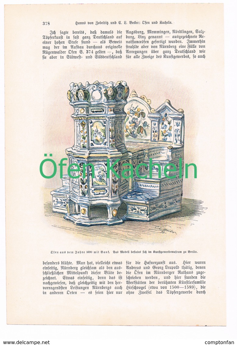 241 Zobeltitz Öfen Und Kacheln Artikel Mit Bildern Von 1896 !! - Sonstige & Ohne Zuordnung