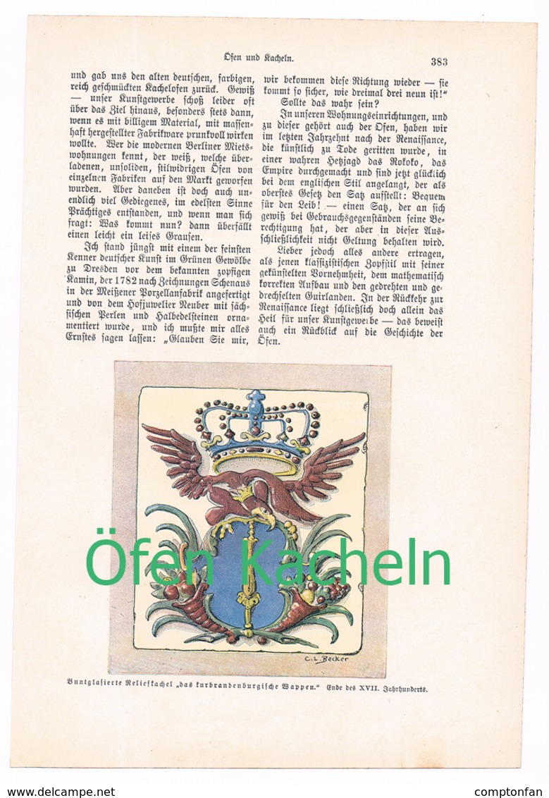 241 Zobeltitz Öfen und Kacheln Artikel mit Bildern von 1896 !!