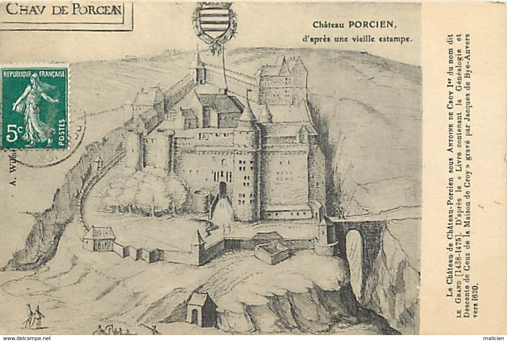 - Dpt Div-ref-AF454- Ardennes - Chateau Porcien - D Après Une Gravure - Chateaux - Carte Bon Etat - - Chateau Porcien