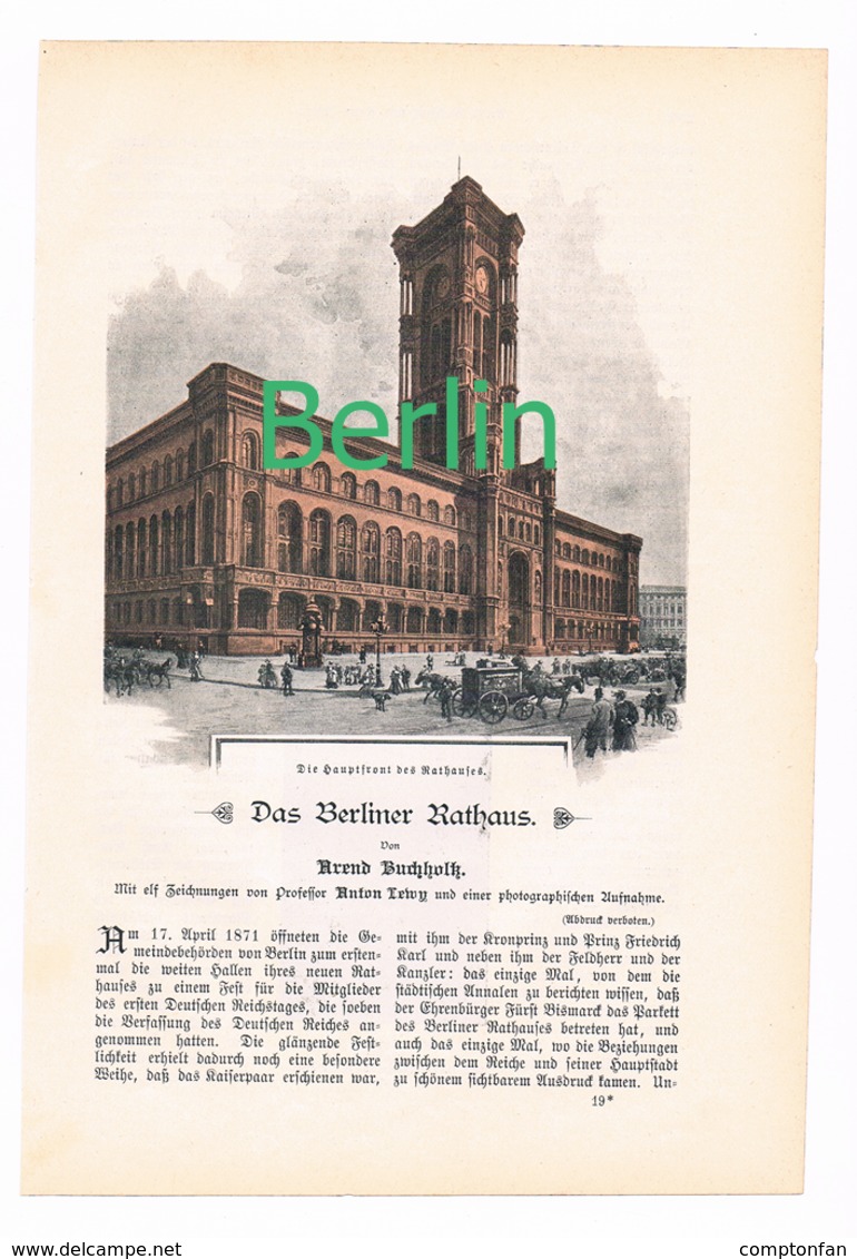 A102 242 Buchholtz Berlin Das Berliner Rathaus Artikel Mit Bildern Von 1896 !! - Autres & Non Classés