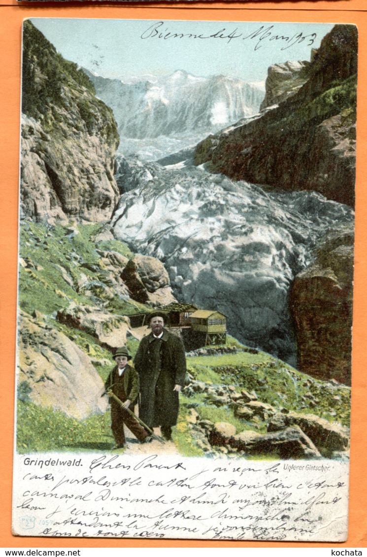 VAL142, Grindelwald, Animée, Précurseur, Circulée 1903 Cachet Bienne Biel - Bienne