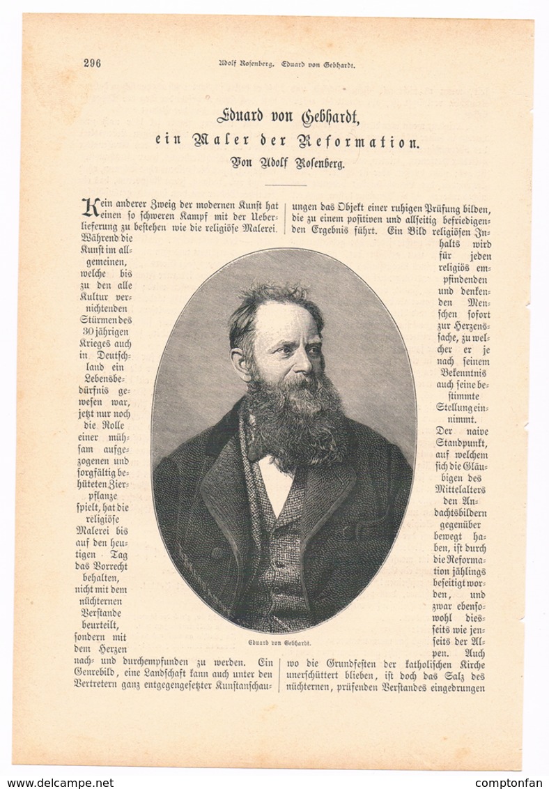 A102 249 Eduard Von Gebhardt Maler Reformation Artikel Mit 4 Bildern Von 1883 !! - Peinture & Sculpture