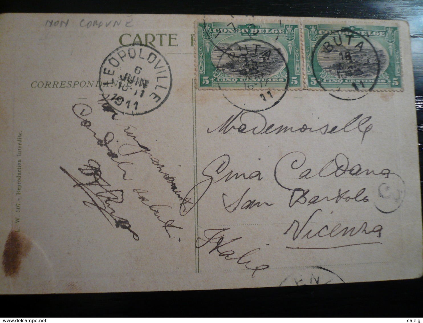 BUTA Congo Belge -  PC Comte De Turin  To Italy 1911-RR - Autres & Non Classés