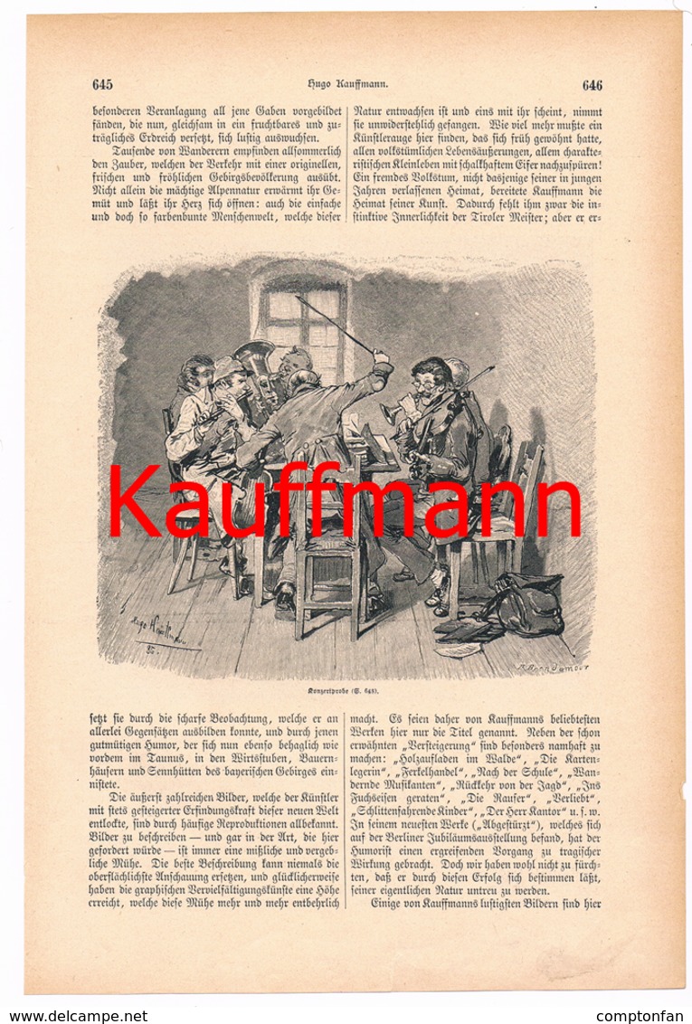 A102 251 Hugo Kauffmann Artikel Mit 10 Bildern Von 1887 !! - Schilderijen &  Beeldhouwkunst