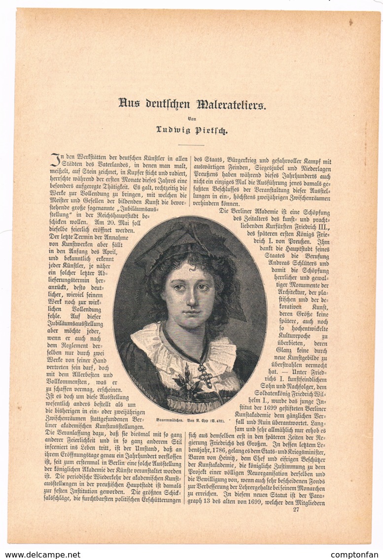 A102 253 Aus Deutschen Malerateliers Artikel Mit 17 Bildern Von 1886 !! - Peinture & Sculpture