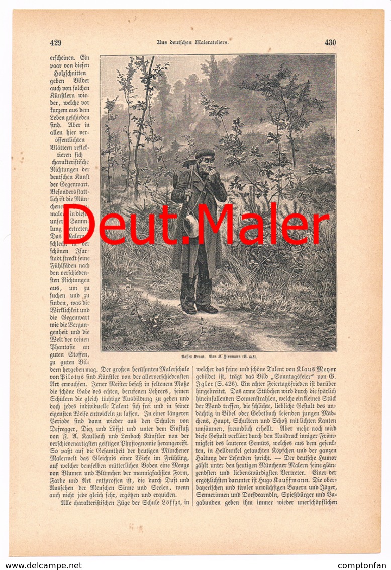a102 253 Aus deutschen Malerateliers Artikel mit 17 Bildern von 1886 !!