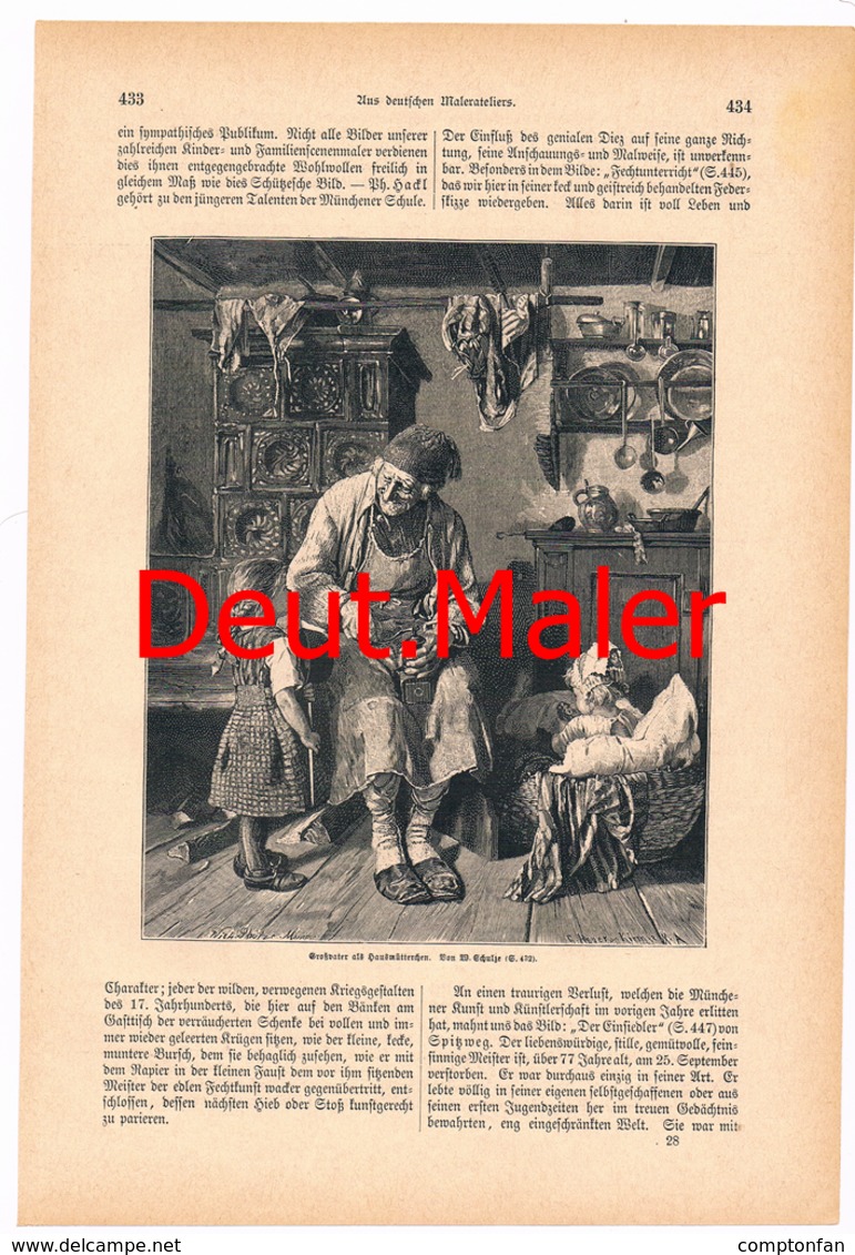 a102 253 Aus deutschen Malerateliers Artikel mit 17 Bildern von 1886 !!