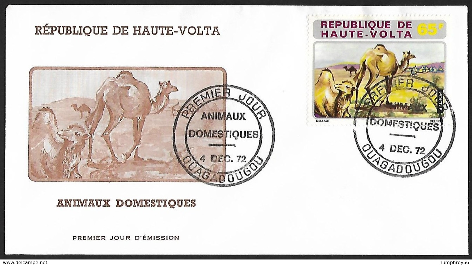 1972 - HAUTE-VOLTA - FDC - Y&T 283 [Camelus Dromedarius] + OUAGADOUGOU - Alto Volta (1958-1984)