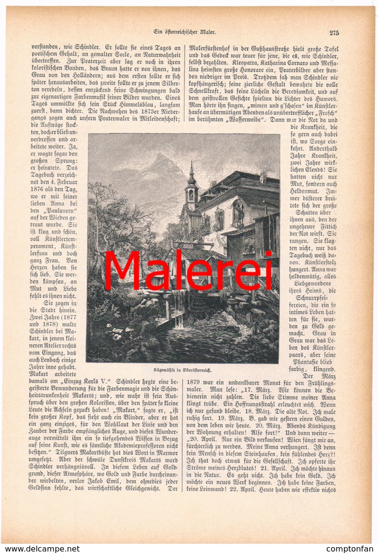 A102 255 Jakob Emil Schindler Österr.Maler Artikel Mit 6 Bildern Von 1894 !! - Schilderijen &  Beeldhouwkunst