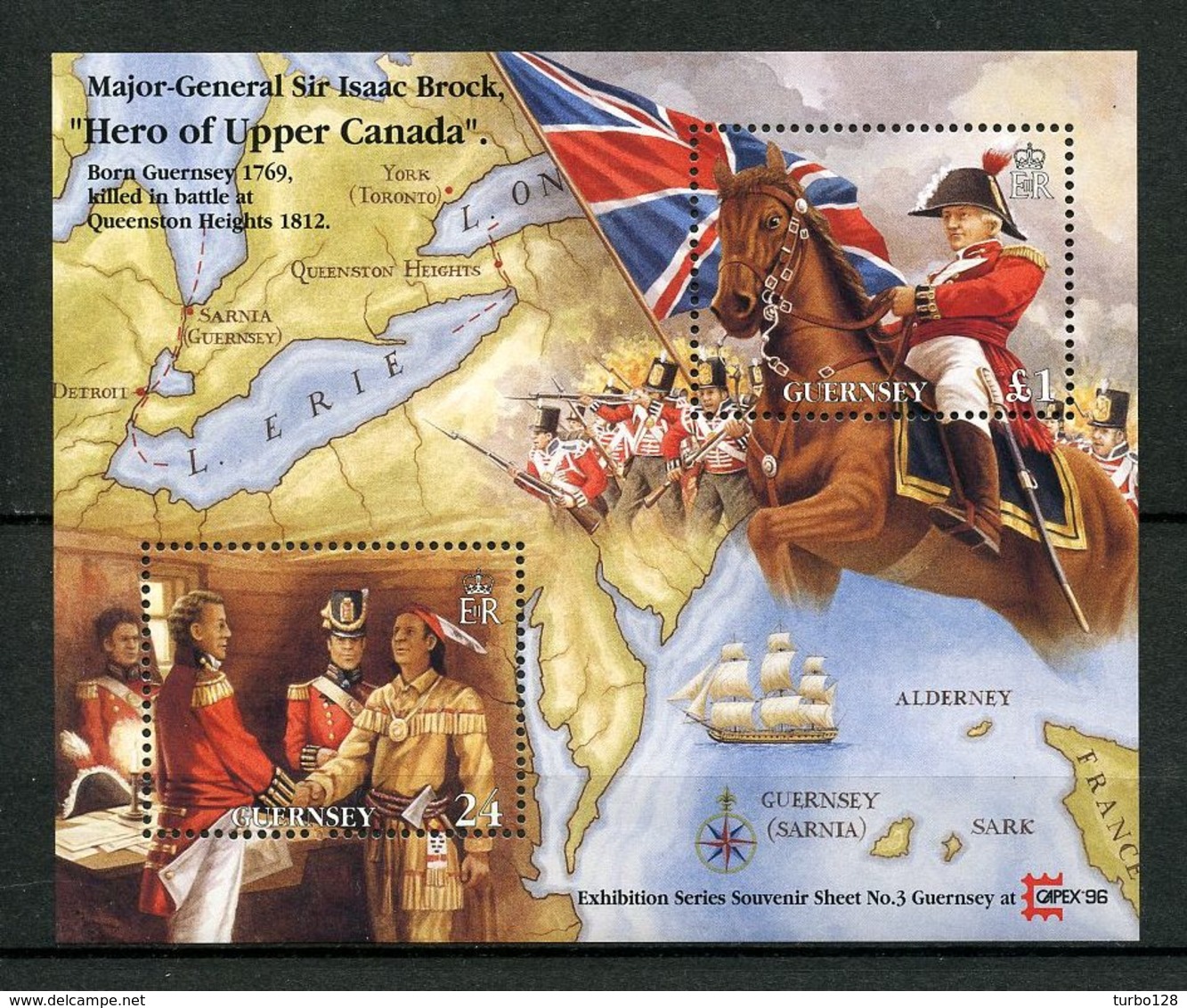 GUERNESEY 1996 Bloc N° 33 ** Neuf MNH Superbe C 5,50 € CAPEX Expo Canada Chevaux Voilier Brock Indien Horse Boat - Guernesey