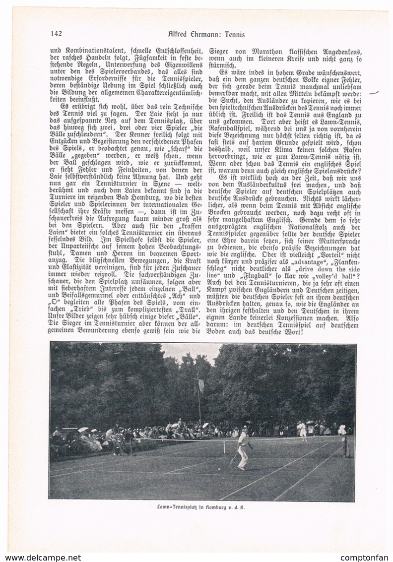 A102 264 Alfred Ehrmann Tennis Hamburg Artikel Mit 7 Bildern 1903 !! - Sports