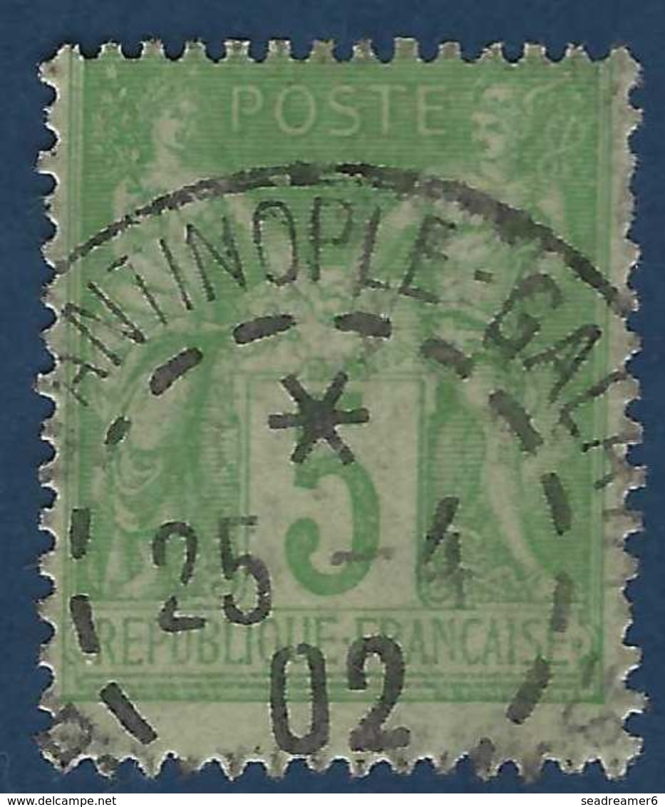 1898 Sage N°102 5c Vert/jaune N/B Oblitéré Constantinople Galata Superbe !! - 1898-1900 Sage (Type III)