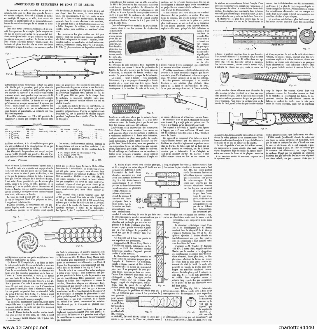 AMORTISSEURS Et REDUCTEURS De SONS Et De LUEURS ( SILENCIEUX )  1916 - Autres & Non Classés