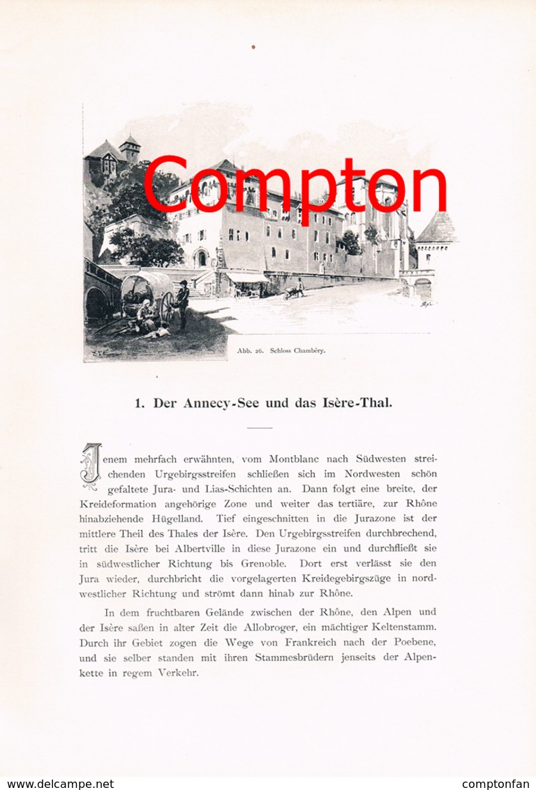 A102 272 - E.T.Compton Iseretal Annecy-See Grenoble Artikel Mit 2 Bildern 1896 !! - Autres & Non Classés