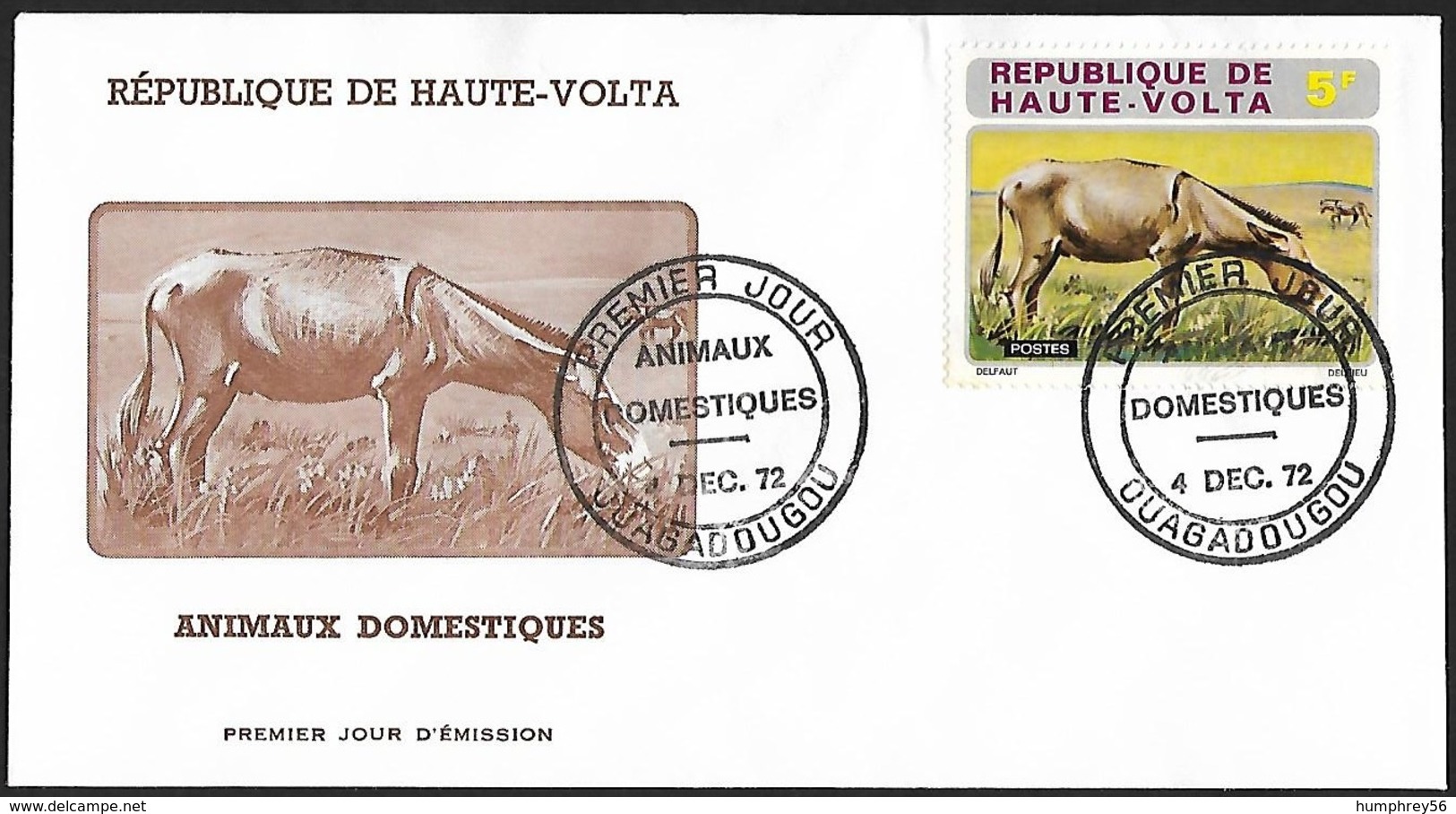 1972 - HAUTE-VOLTA - FDC - Y&T 279 [Equus Africanus Asinus] + OUAGADOUGOU - Opper-Volta (1958-1984)