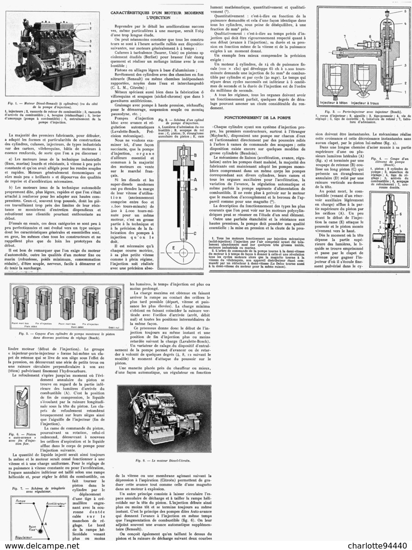 LA POMPE à INJECTION Dans Le MOTEUR DIESEL AUTOMOBILE   1939 - Autres & Non Classés