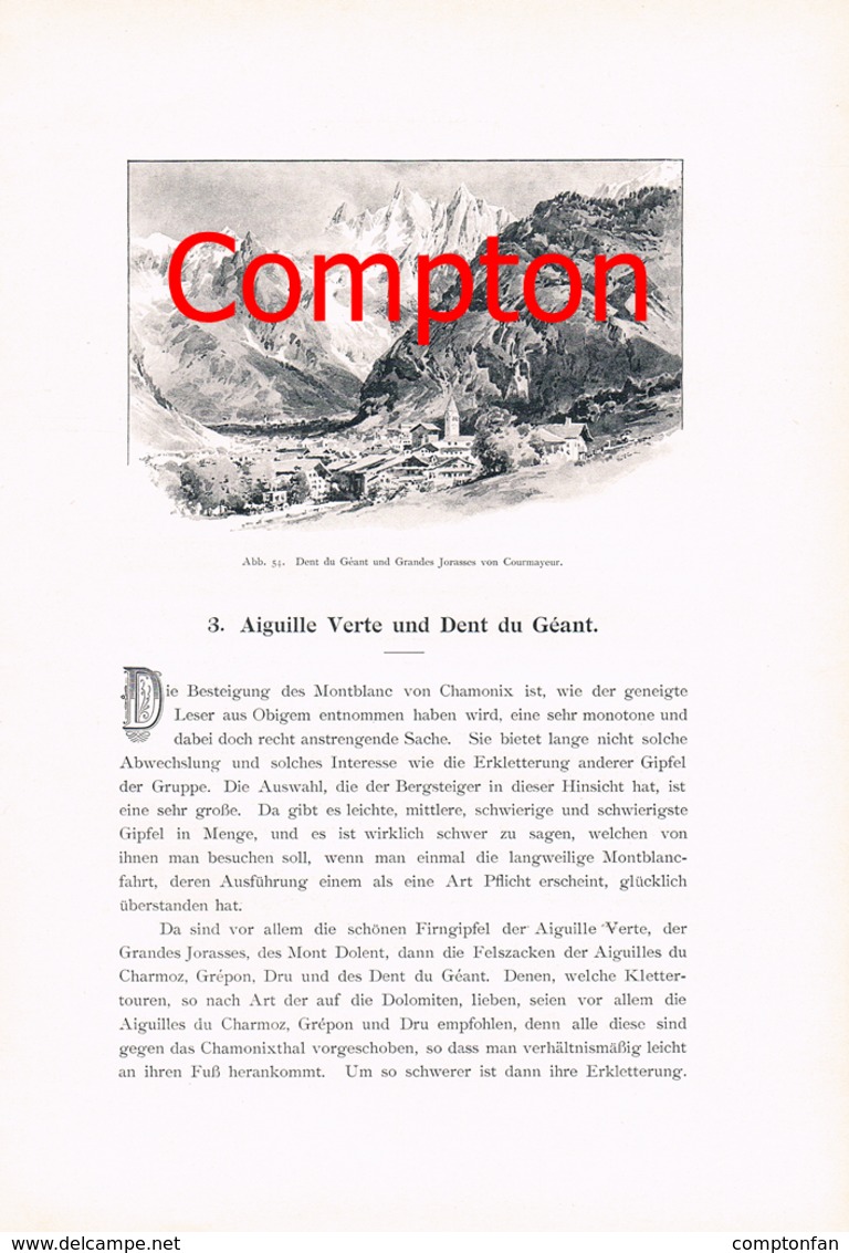 A102 277 - E.T.Compton Paul Hey Aiguille Verte Montblanc Artikel Mit 6 Bildern 1896 !! - Autres & Non Classés