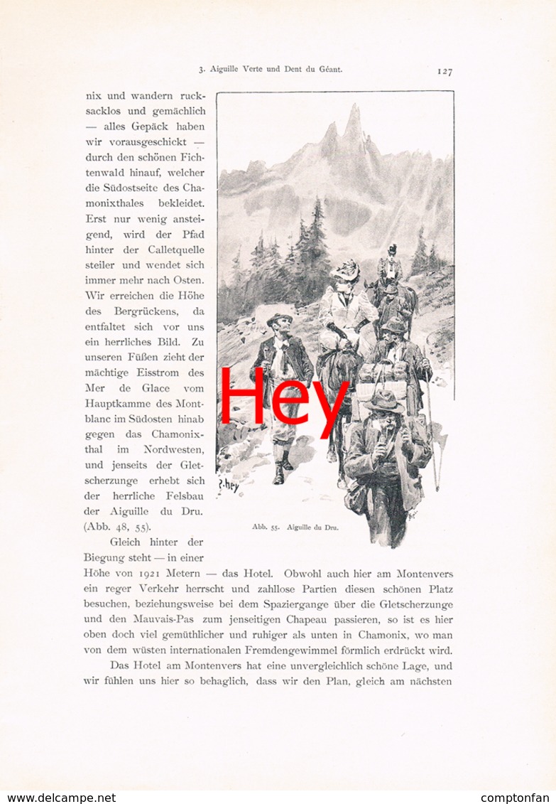 A102 277 - E.T.Compton Paul Hey Aiguille Verte Montblanc Artikel Mit 6 Bildern 1896 !! - Autres & Non Classés