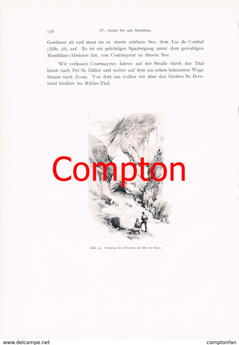 A102 277 - E.T.Compton Paul Hey Aiguille Verte Montblanc Artikel Mit 6 Bildern 1896 !! - Autres & Non Classés