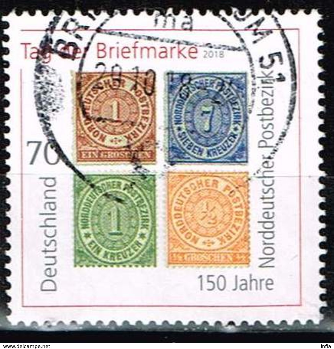 Bund 2018, Michel# 3412 O Tag Der Briefmarke : 150 Jahre Norddeutscher Postbezirk - Gebraucht
