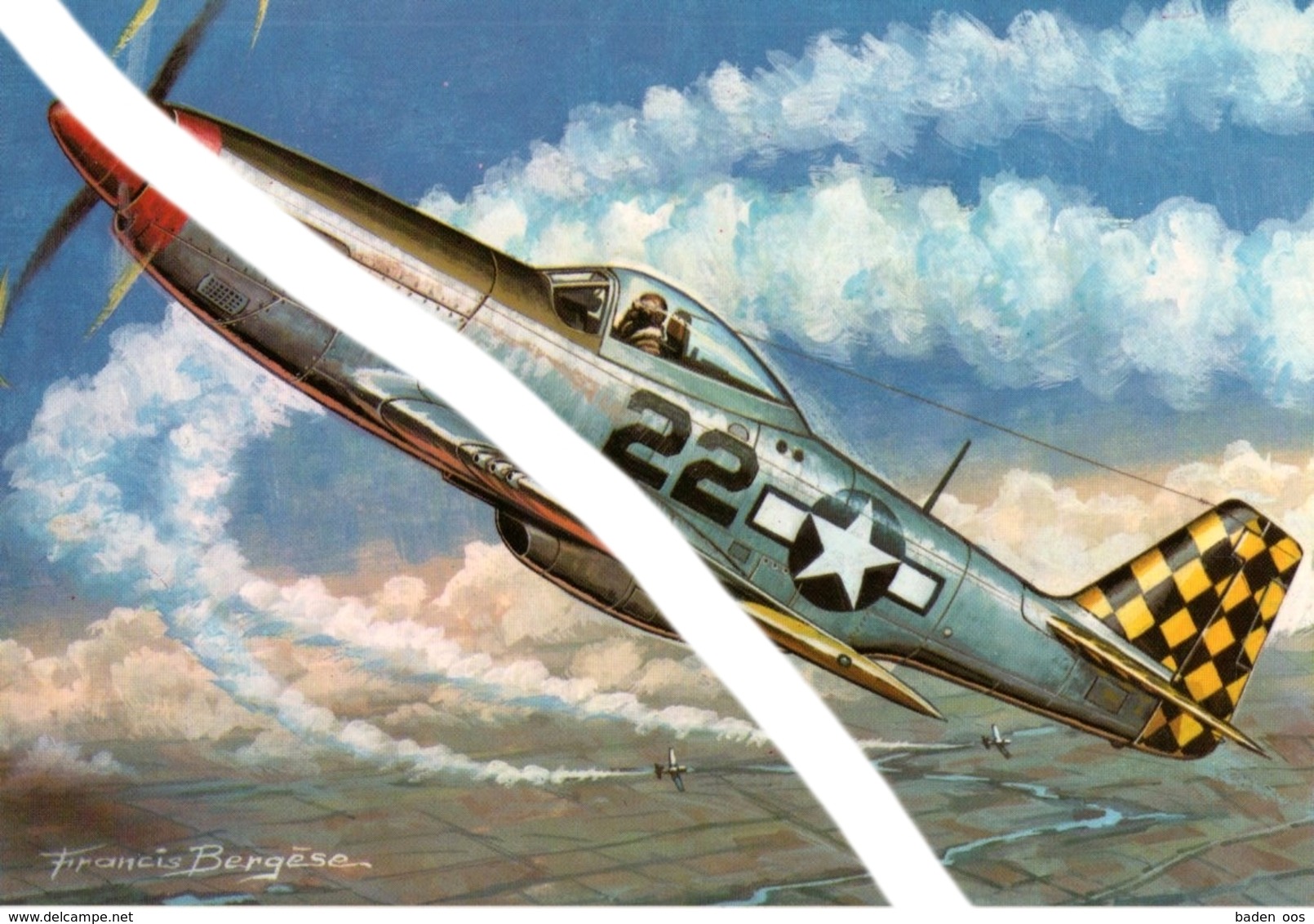 Nord American P 51 Mustang - Dessin De Francis Bergèse - Aviation