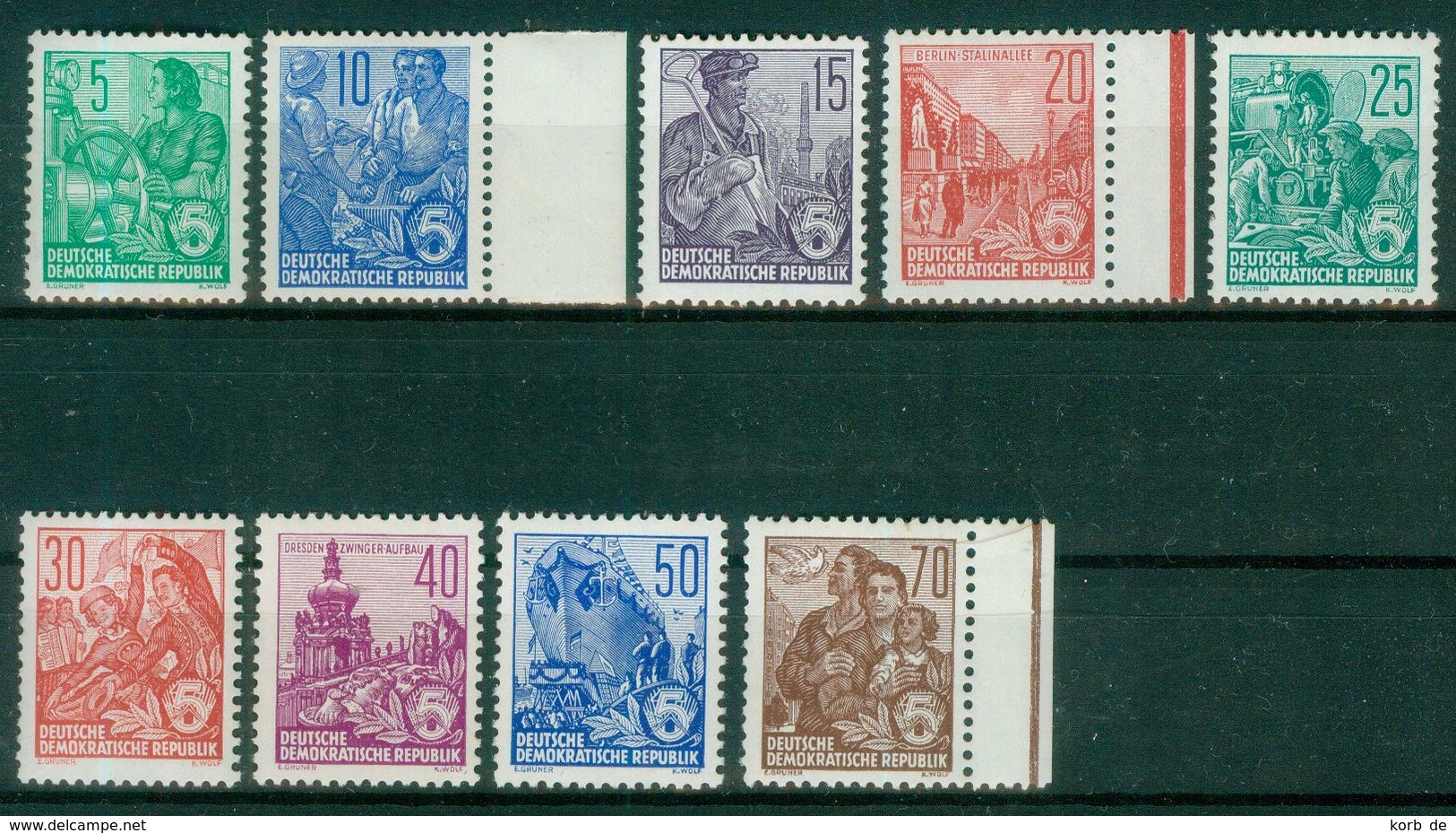 DDR 1957 / MiNr.    577 – 585 A   ** / MNH   (o4252) - Ungebraucht