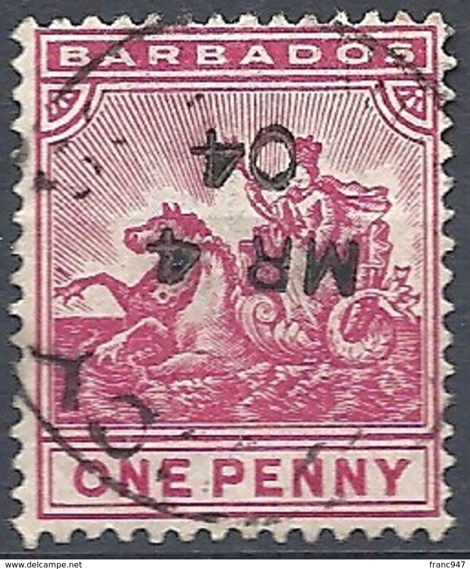 Barbados, 1892 Badge Of Colony, 1d Red Wmk Crown CA # S.G. 107 - Michel 44 - Scott 72  USED - Barbades (...-1966)