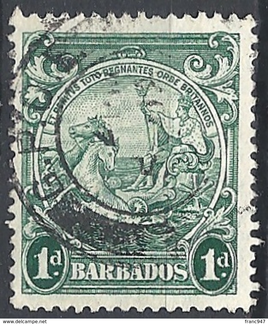 Barbados, 1943 Seal Of The Colony, 1d Green, P. 13½x13 Wmk Multi Crown CA # S.G. 249b - Michel 158A - Scott 194Ad  USED - Barbades (...-1966)