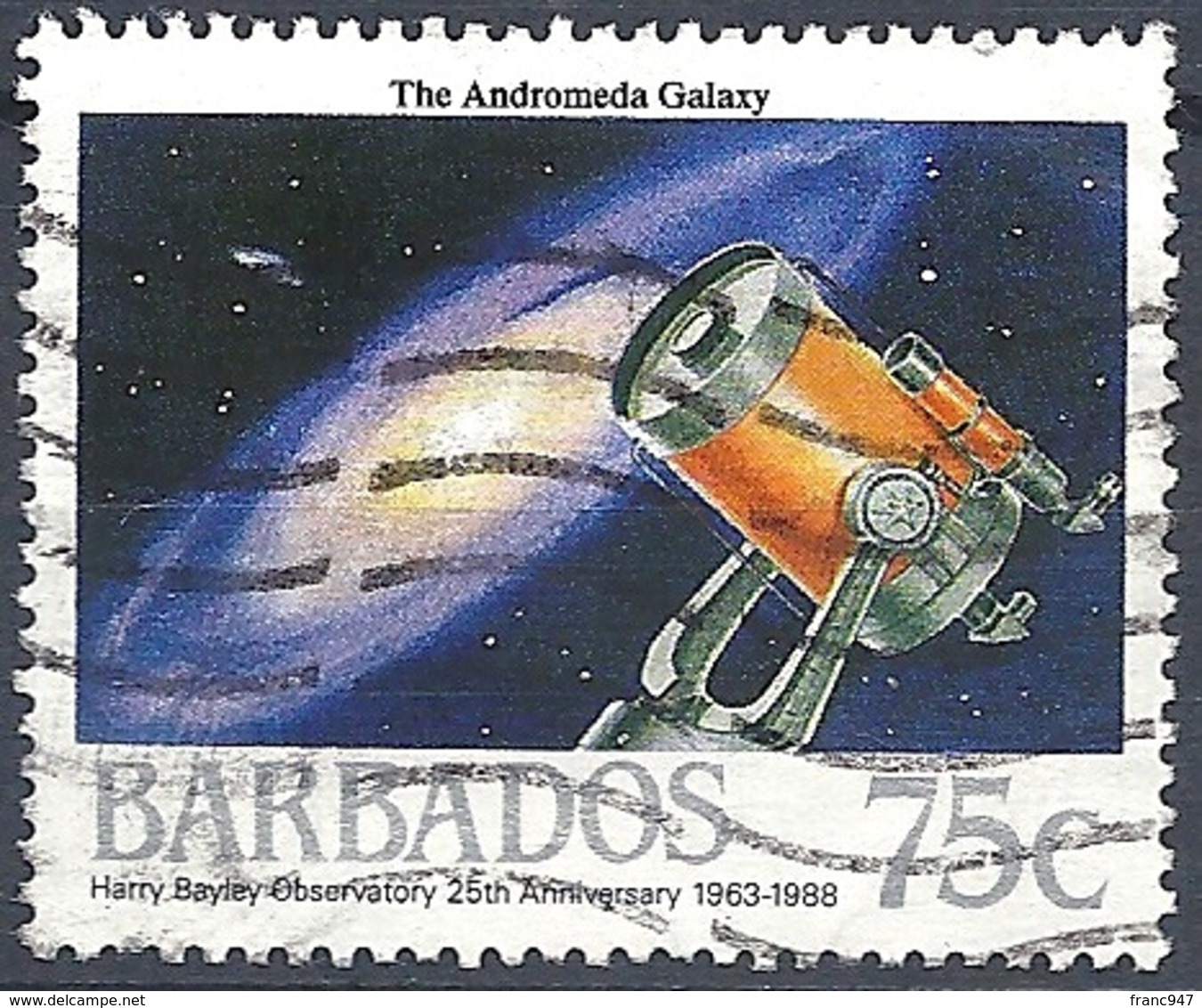 Barbados, 1988 Space, 75c Andromeda Galax  # SG. 874 - Michel 711 - Scott 737  USED - Barbades (1966-...)