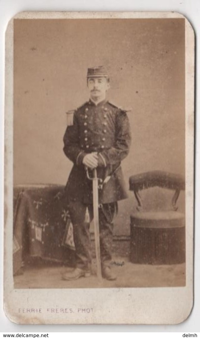 CDV Photo Originale XIXème Famille Davy CHERBOURG Militaria Officier Par Ferrié Rodez 1870 Cdv 2628 - Anciennes (Av. 1900)