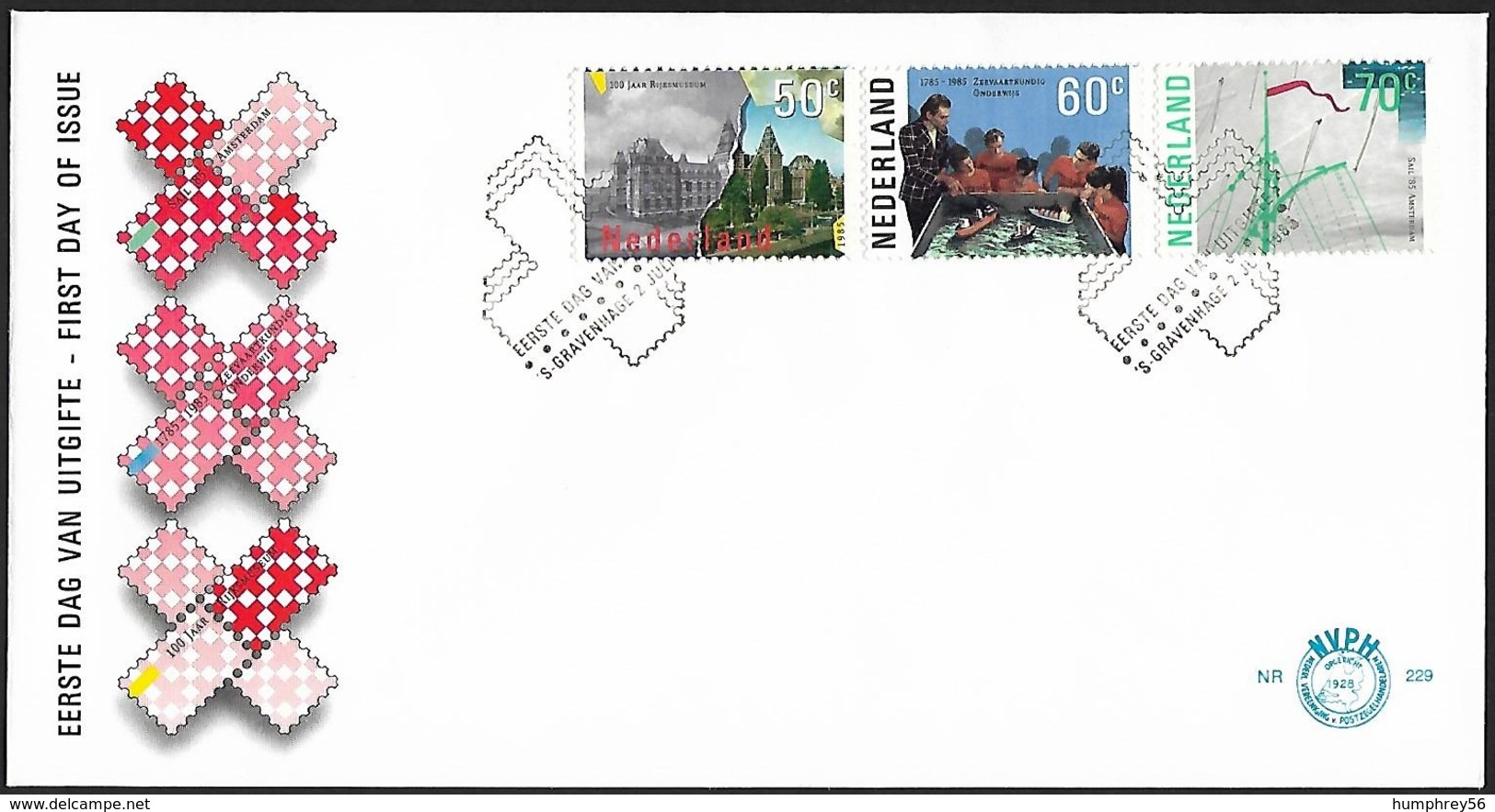 1985 - NEDERLAND - FDC Amsterdam + SG 1467/1469 + 'S GRAVENHAGE - FDC