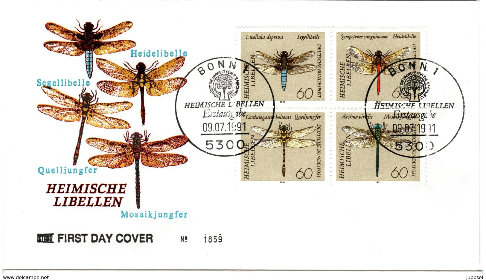 FDC  GERMANY  Dragonflies   -   Lettre   ALLEMAGNE   Libellules  1991 - Sonstige & Ohne Zuordnung