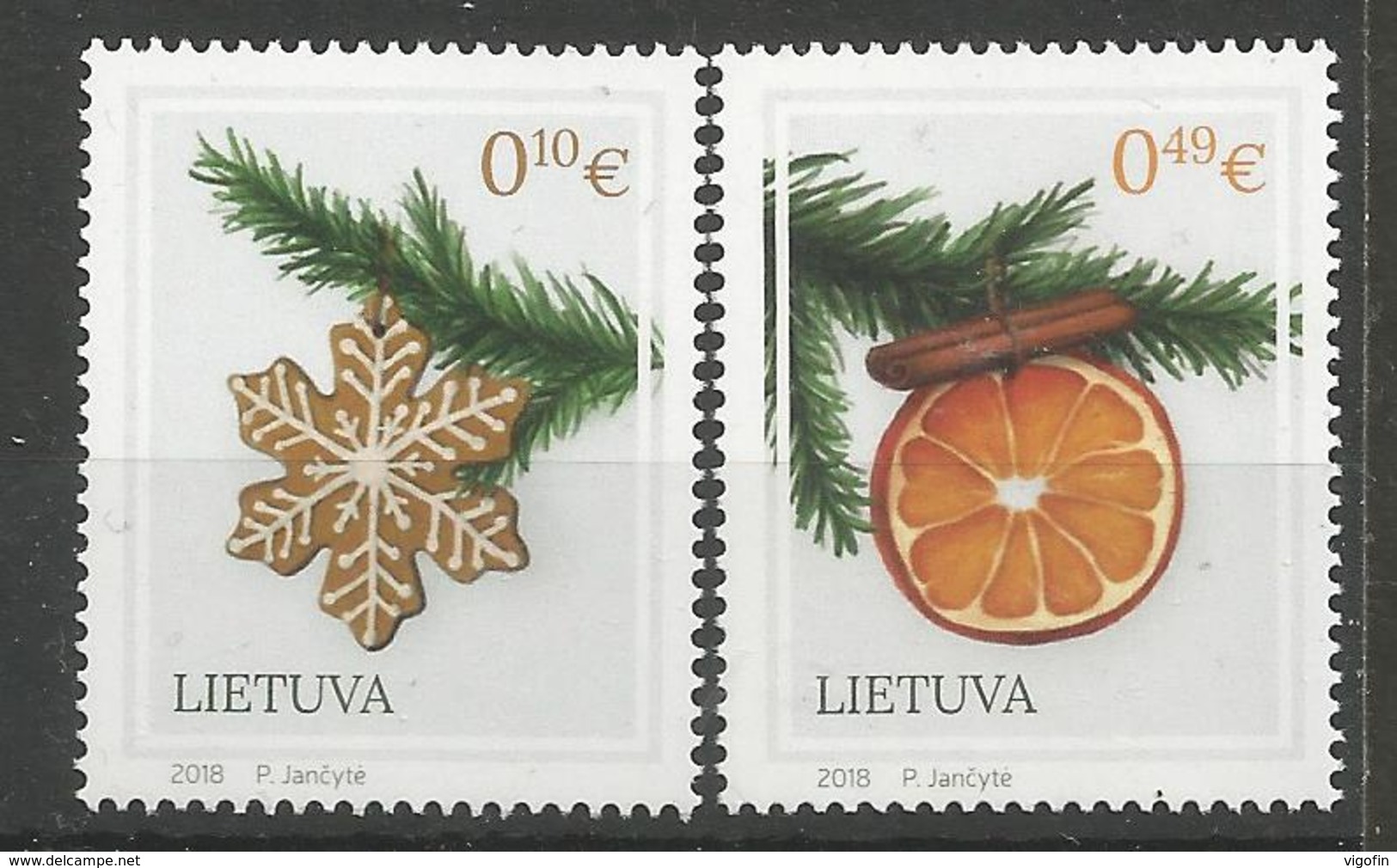 LT 2018-22 Christmas New Year, LIETUVA, 1 X 2v, MNH - Noël