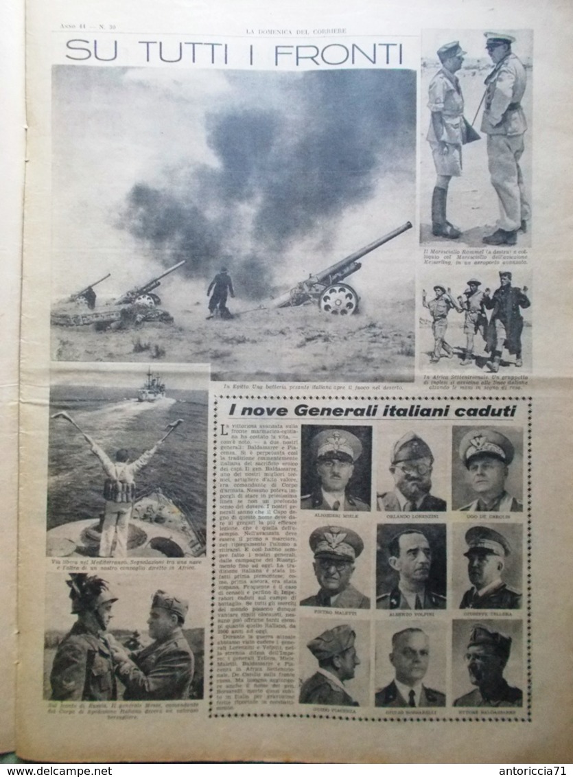 La Domenica Del Corriere 26 Luglio 1942 WW2 Deserto Egitto Mazzini Don Generali - Oorlog 1939-45