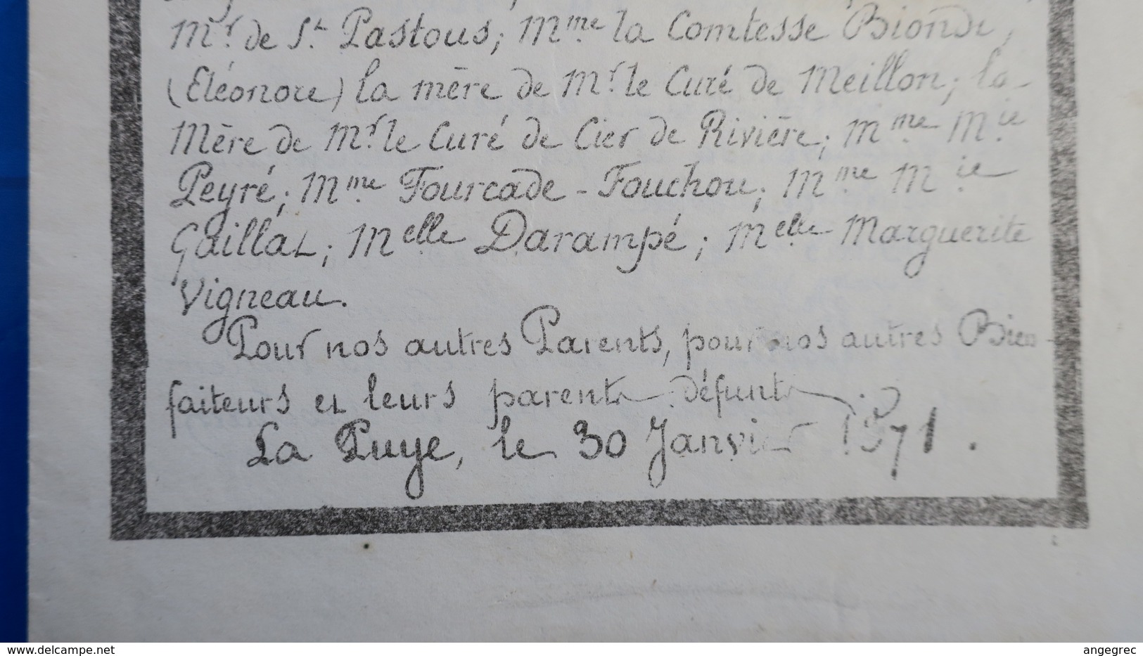 Napoleon Lauré 1 Ct Seul Sur Document Du Monastère De La Puye Vienne 30 Janvier 1871 - 1849-1876: Classic Period