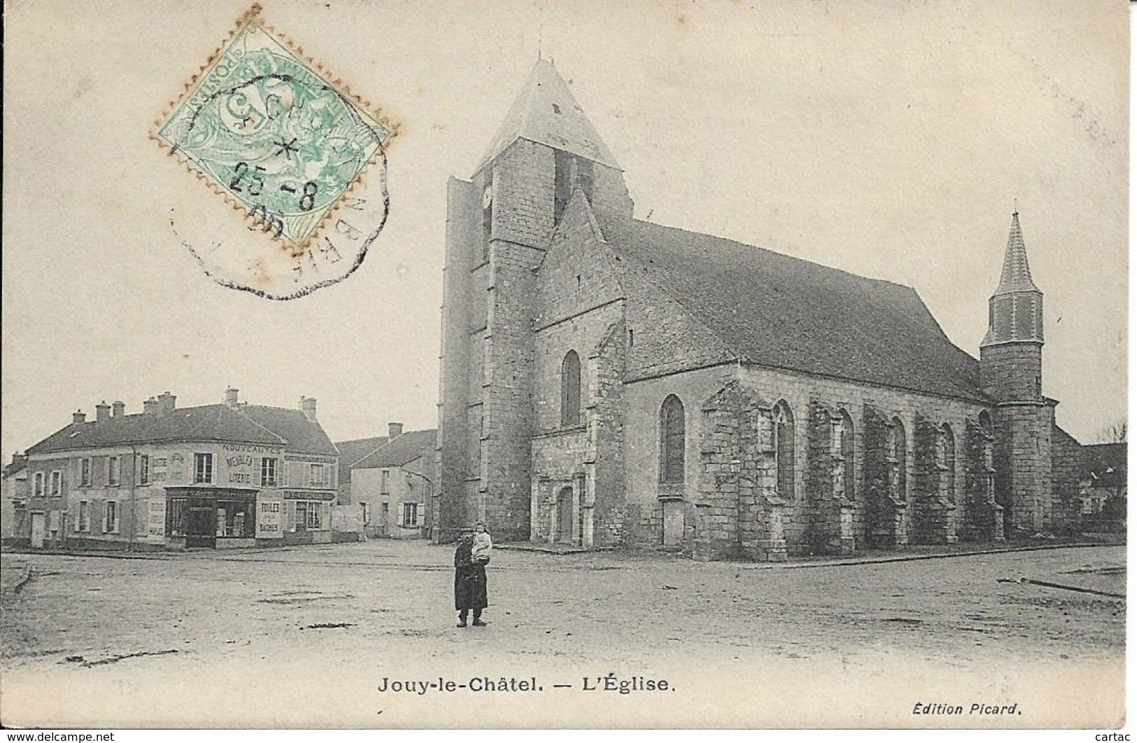 D77 - JOUY LE CHATEL - L'EGLISE - Chapellerie - Homme Avec Enfant Dans Les Bras - Autres & Non Classés